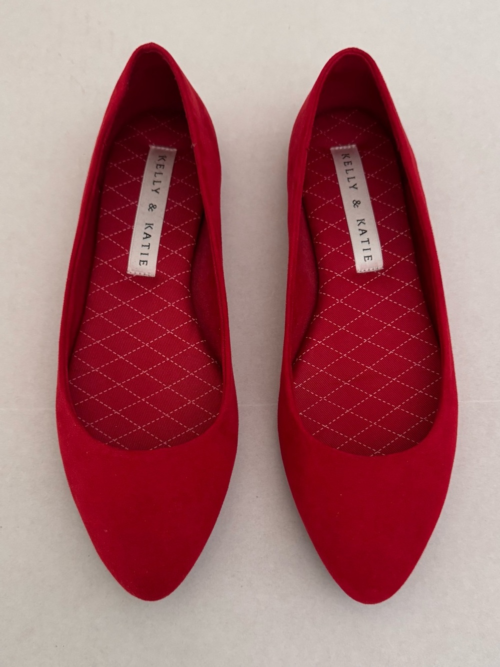 Kelly & Katie Pirassa Ballet Flats Red Suede Almond Toe Size 7.5